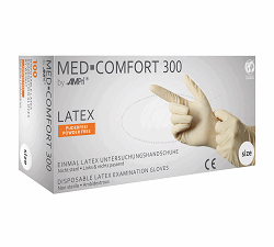 MED-COMFORT 300 Latex-Handschuhe puderfrei, weiß, Box à 100 Stück