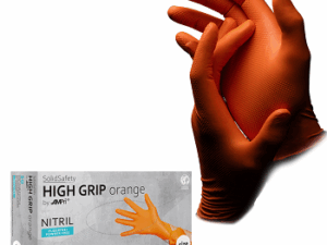 SolidSafety High Grip Einmalhandschuh ORANGE aus Nitril Gr. S bis XXL 100 Stück